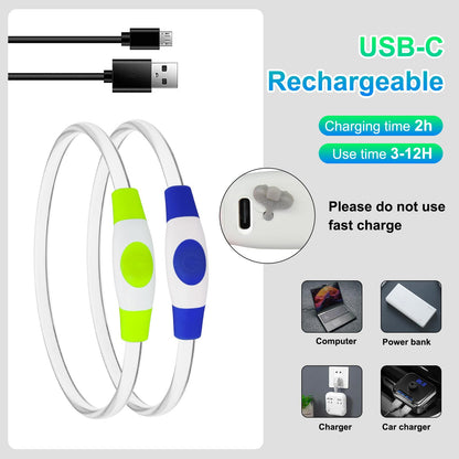 2-Pack Rechargeable LED Dog Collars for Night Safety