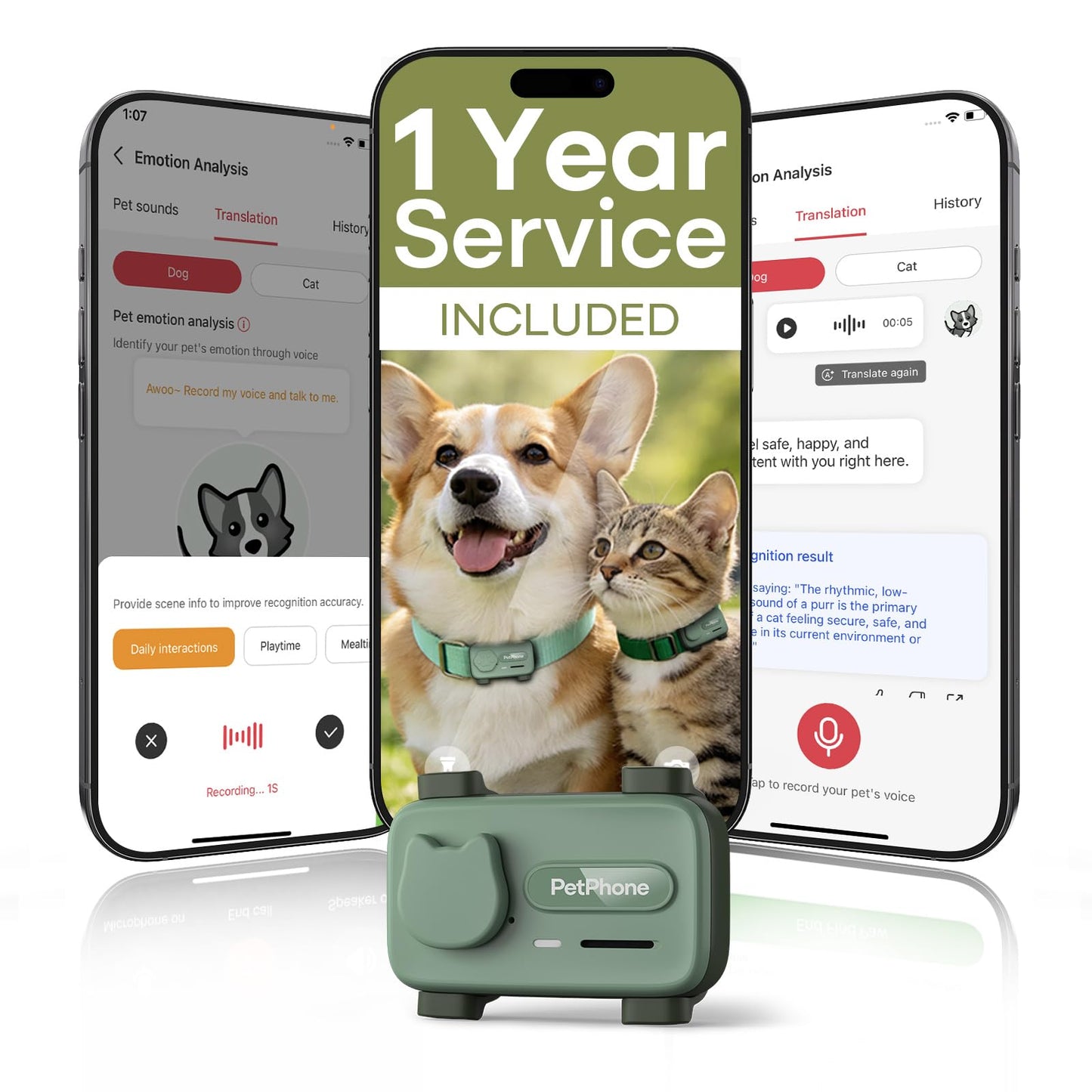 AI-Powered Smartphone for Pets, Support Emotion Detection, 2-Way PetChat