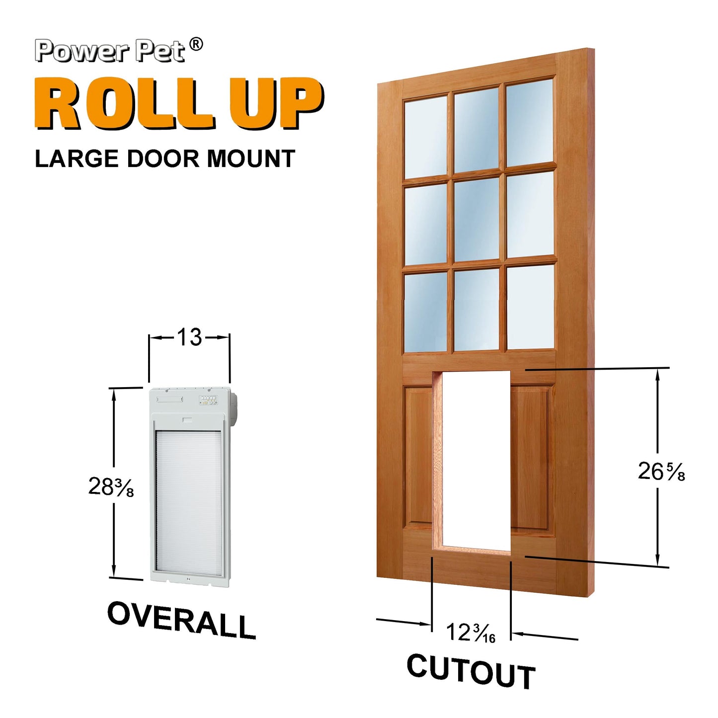Power Pet Roll Up Smart Automatic Pet Door by High Tech Pet - Pet Operated for Dogs and Cats, WiFi App Control, Secure, Weatherproof, Airtight, Space Saving