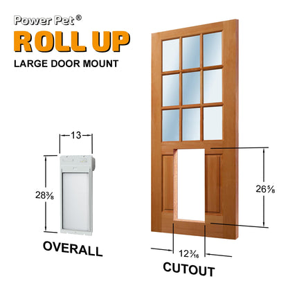 Power Pet Roll Up Smart Automatic Pet Door by High Tech Pet - Pet Operated for Dogs and Cats, WiFi App Control, Secure, Weatherproof, Airtight, Space Saving