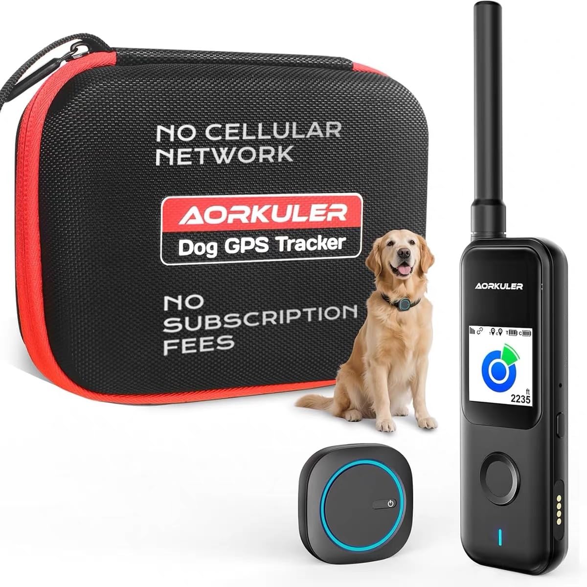 GPS Tracker for Dogs No Subscription, GPS Location Without Cell Network, Suitable for Open Areas with Poor Network Signals No Monthly Fee IP67 Waterproof (Tracker 2)