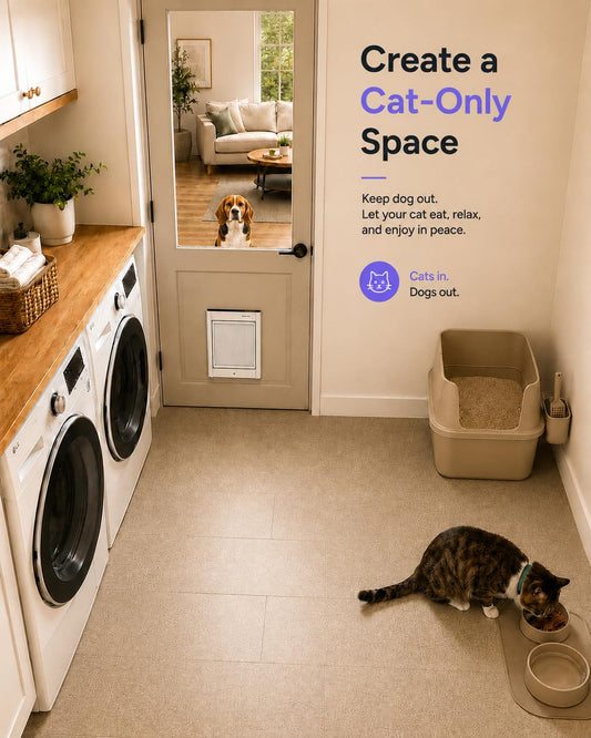 iGuardPaw Cat Door with Collar Sensor, Automatic Cat Door, with Curfew, XS