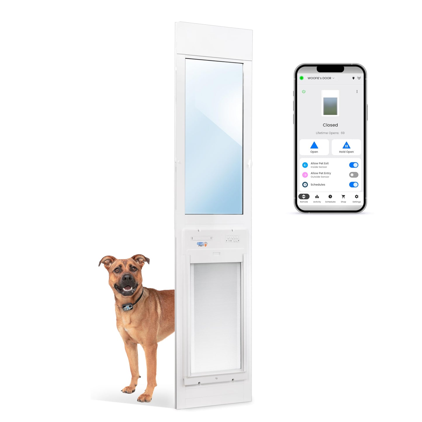 Power Pet Roll Up Smart Automatic Pet Door by High Tech Pet - Pet Operated for Dogs and Cats, WiFi App Control, Secure, Weatherproof, Airtight, Space Saving