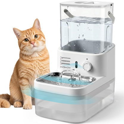 3L Filterless Cat Water Fountain, Wireless, Wastewater Separation