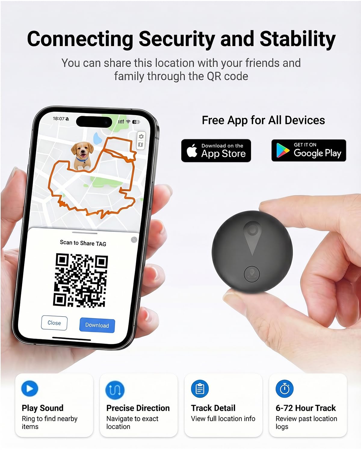 GPS Tracker for Dogs, Smart Dog Tracker with Real-Time Location