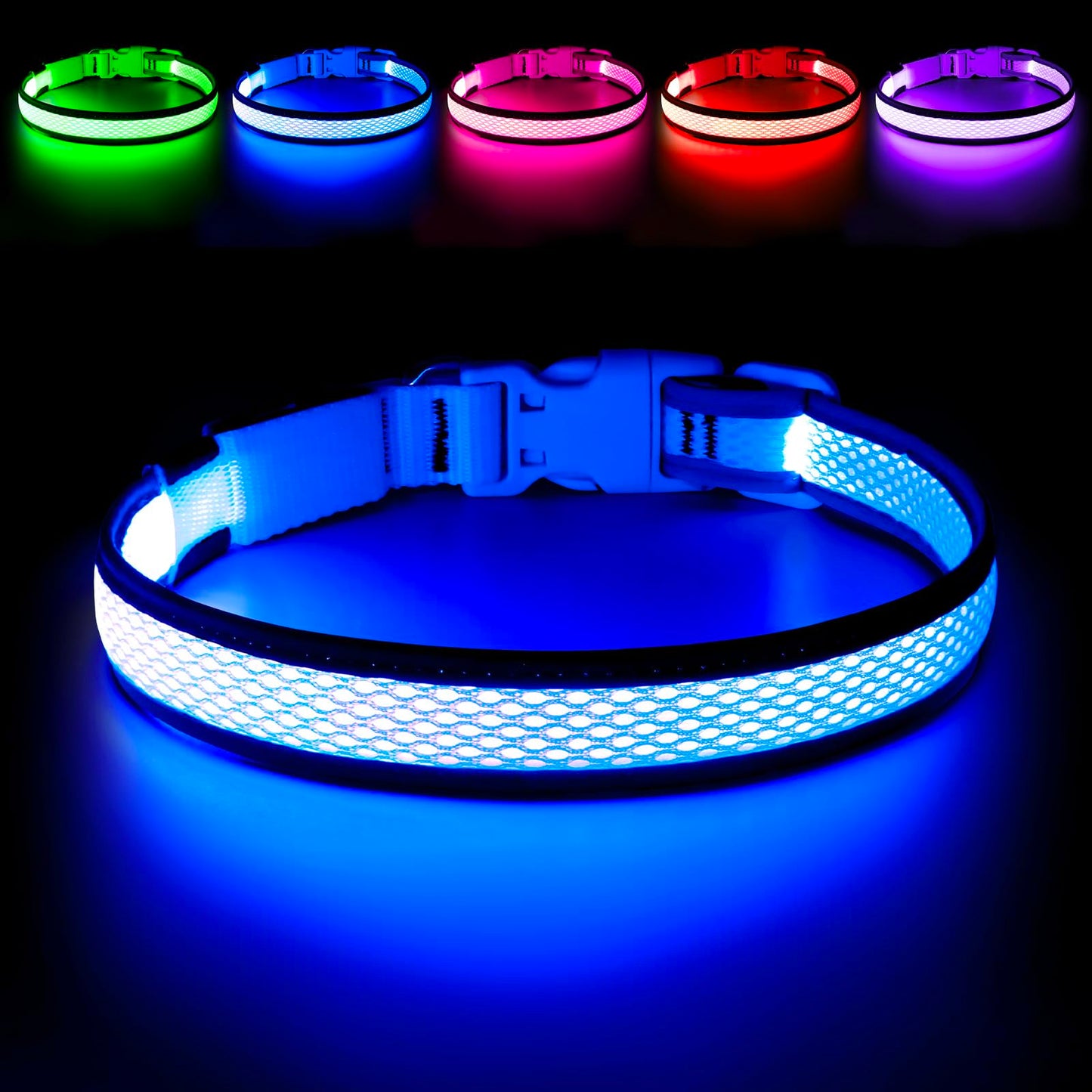 USB Rechargeable LED Light-Up Dog Safety Collar
