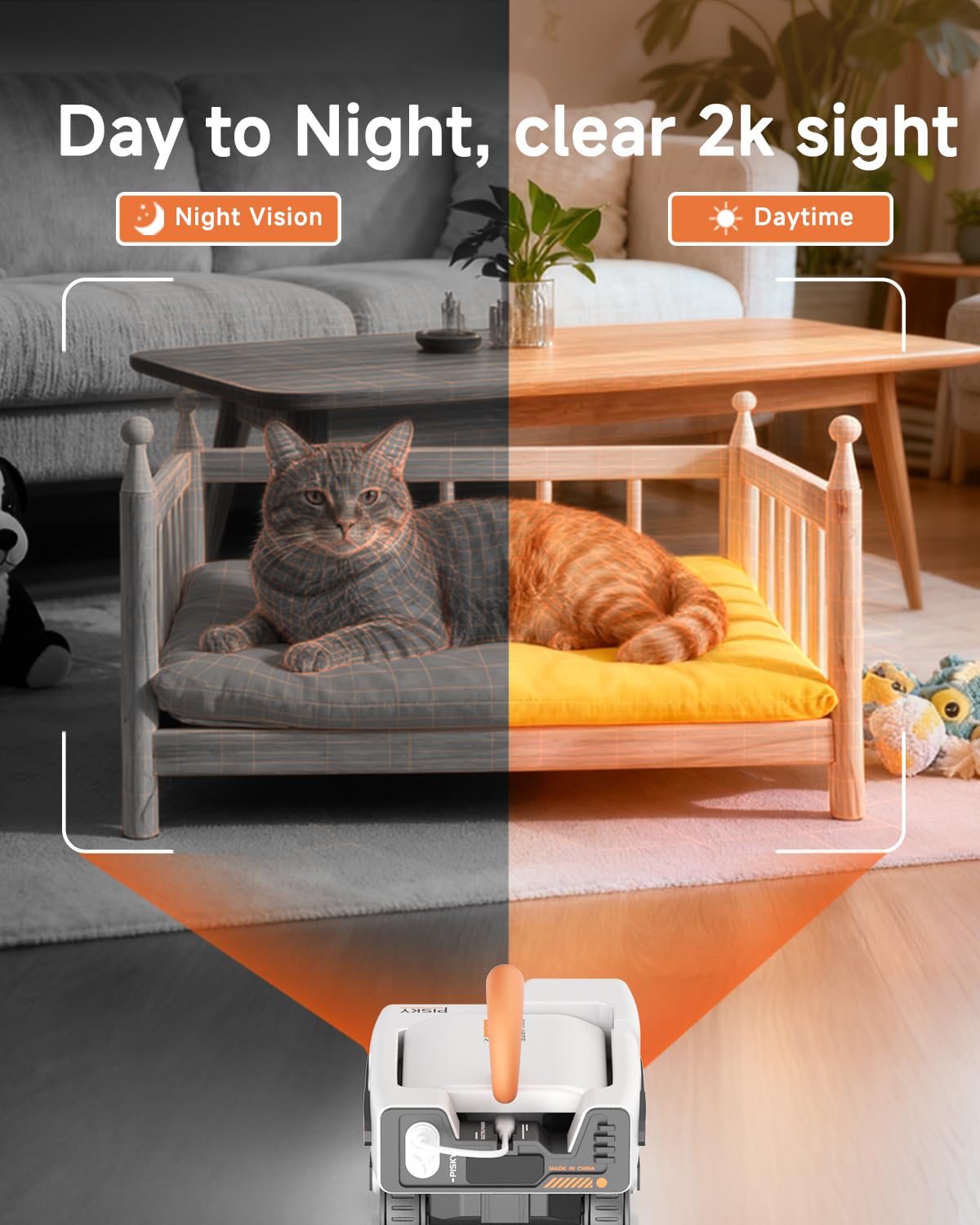 PICKFUN PMATE Self-Moving Pets Camera AI-Powered Rover with Auto Tracking & Patrol, 2K Live View, Night Vision, 2-Way Talk, and Auto-Recharge