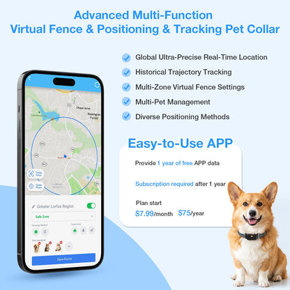 AOZOOM Electric Dog Fence,GPS Wireless Virtual Fence Dog Collar