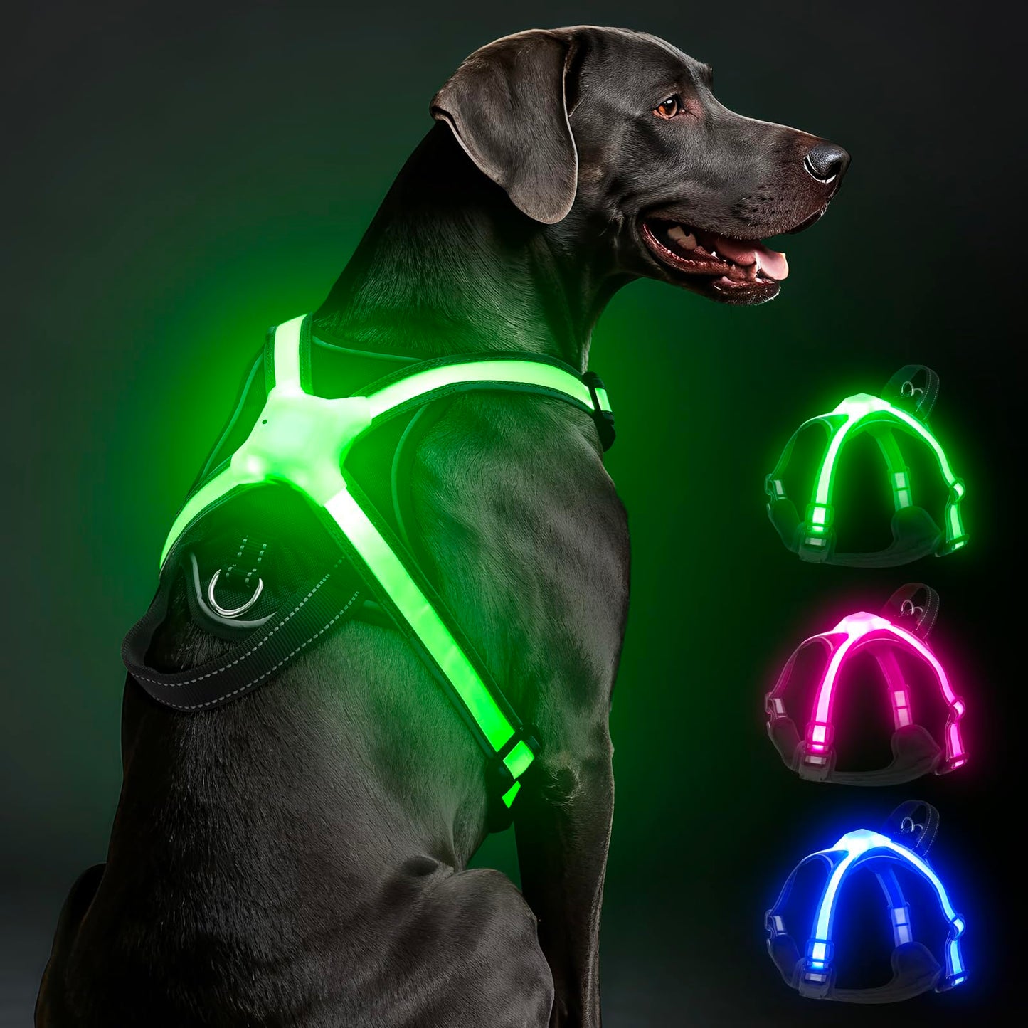 USB-C Rechargeable LED Dog Harness for Night Walking