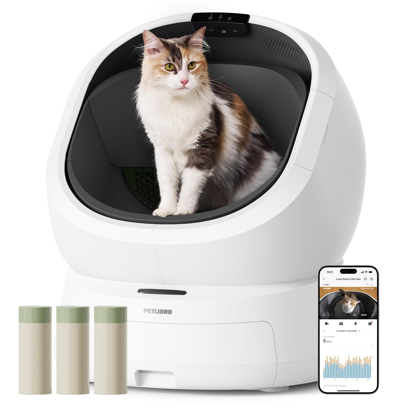 AI Smart Self-Cleaning Cat Litter Box with Odor Control