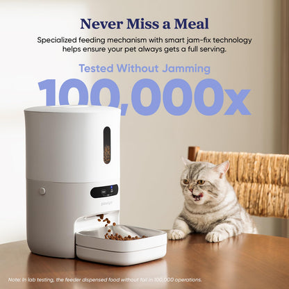 Pawsync Automatic Cat Feeder with App, Smart Scale Tracking, Custom Feeding Schedules, 3.6L Capacity for Cats & Small Dogs, Up to 10 Meals/Day, Stainless Steel Bowl, Desiccant Bag, Dual Power Supply