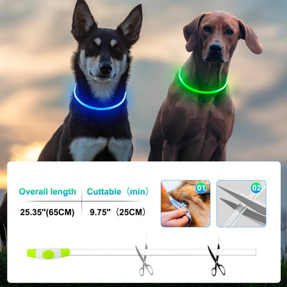 2-Pack Rechargeable LED Dog Collars for Night Safety