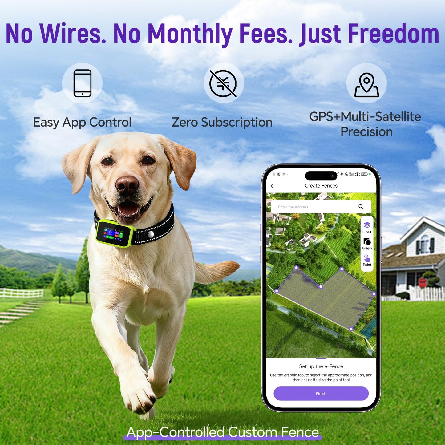 GPS Wireless Dog Fence & Remote Training Collar System