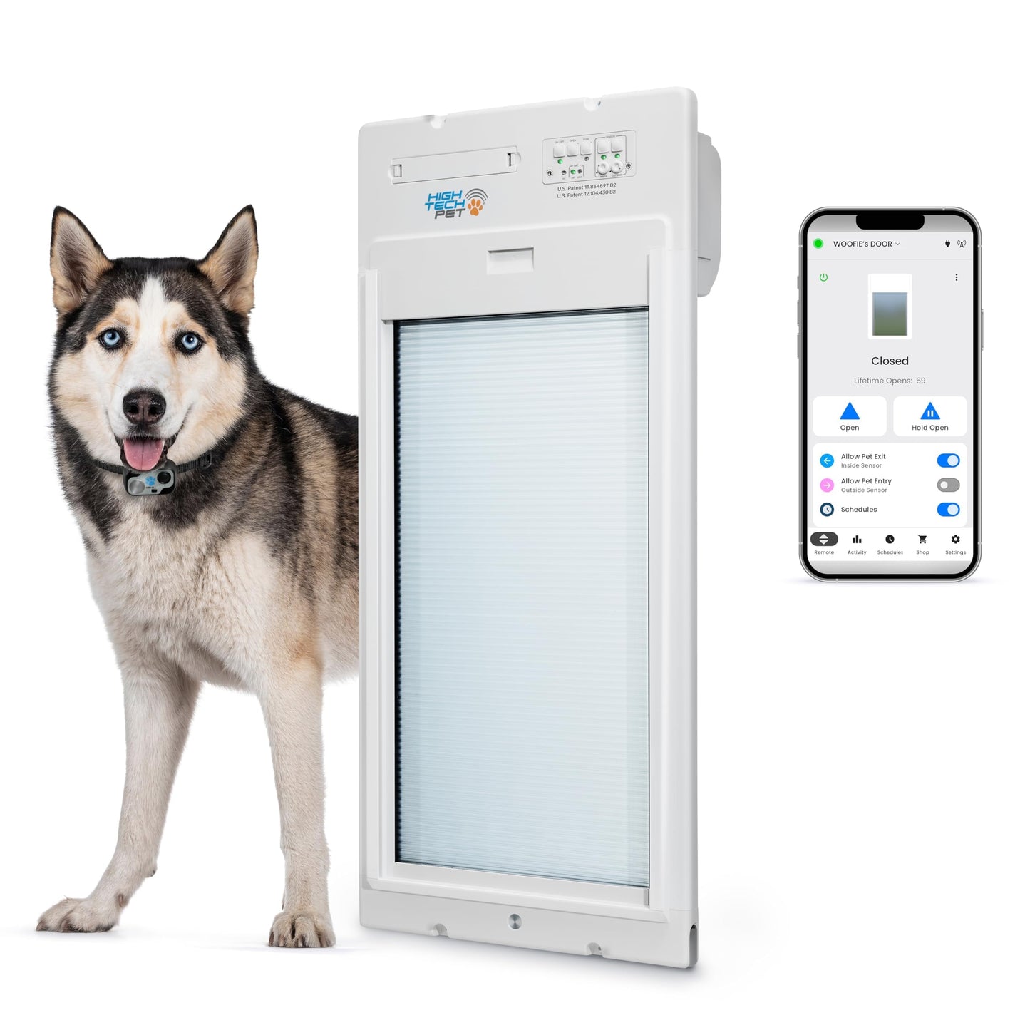 Power Pet Roll Up Smart Automatic Pet Door by High Tech Pet - Pet Operated for Dogs and Cats, WiFi App Control, Secure, Weatherproof, Airtight, Space Saving