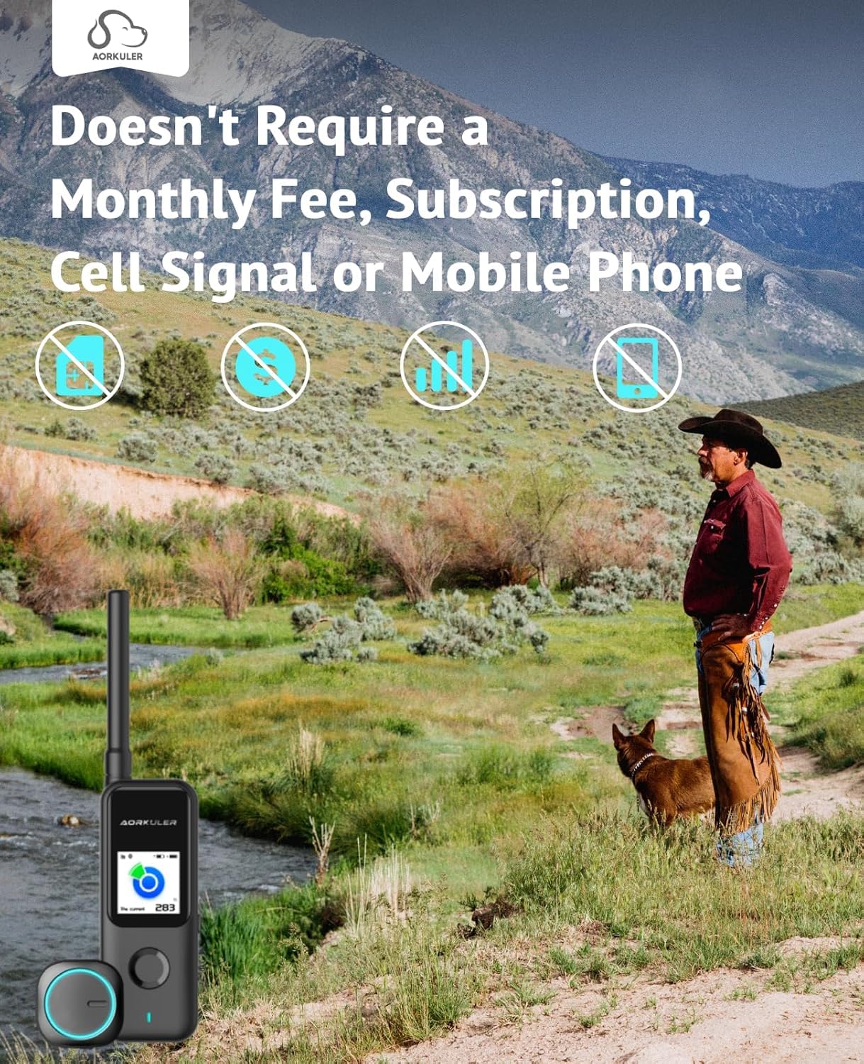 GPS Tracker for Dogs No Subscription, GPS Location Without Cell Network, Suitable for Open Areas with Poor Network Signals No Monthly Fee IP67 Waterproof (Tracker 2)