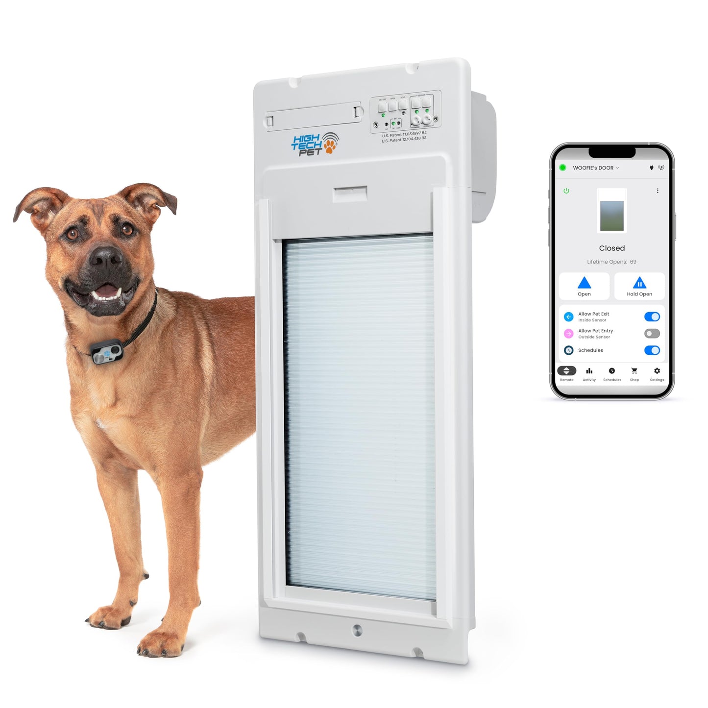 Power Pet Roll Up Smart Automatic Pet Door by High Tech Pet - Pet Operated for Dogs and Cats, WiFi App Control, Secure, Weatherproof, Airtight, Space Saving