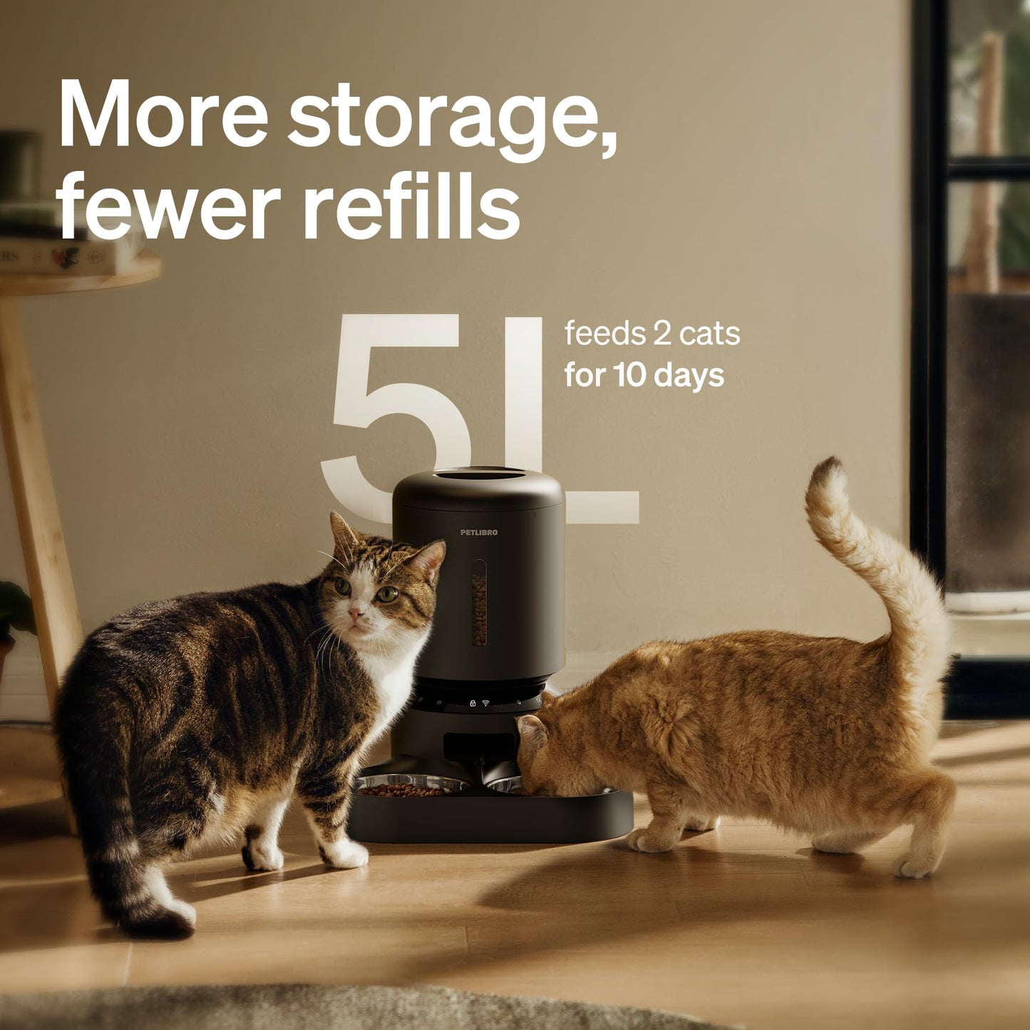 PETLIBRO 5L Automatic Cat Feeder with Dual Stainless Steel Bowls