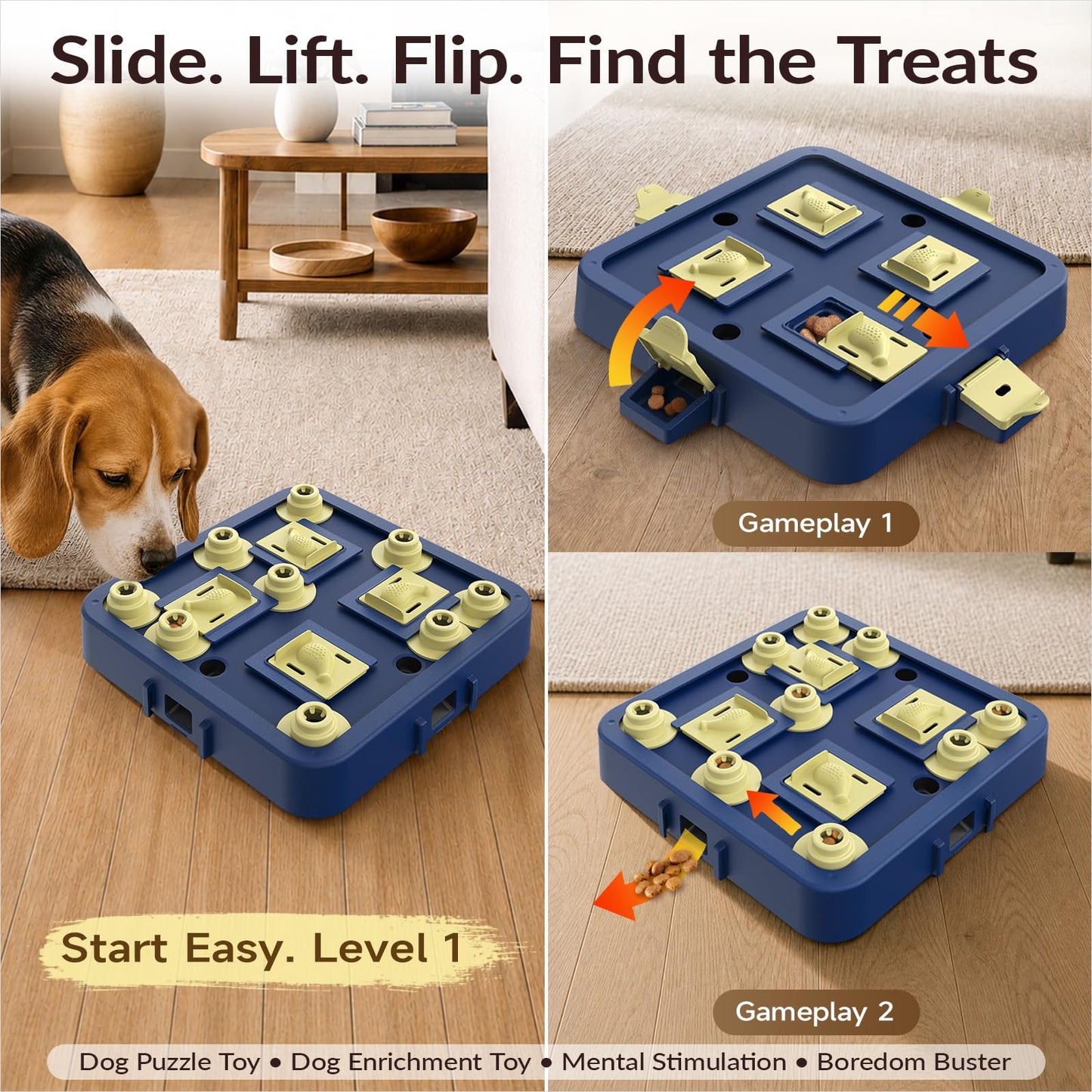 3-Level Interactive Dog Puzzle Toy for Mental Enrichment