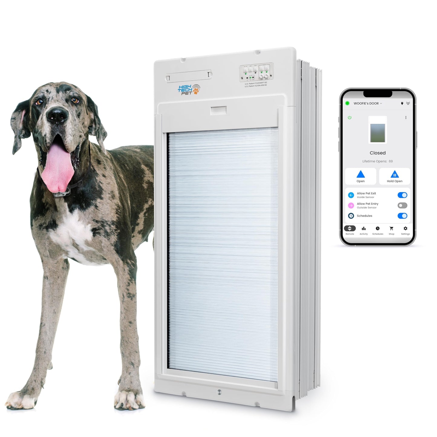 Power Pet Roll Up Smart Automatic Pet Door by High Tech Pet - Pet Operated for Dogs and Cats, WiFi App Control, Secure, Weatherproof, Airtight, Space Saving