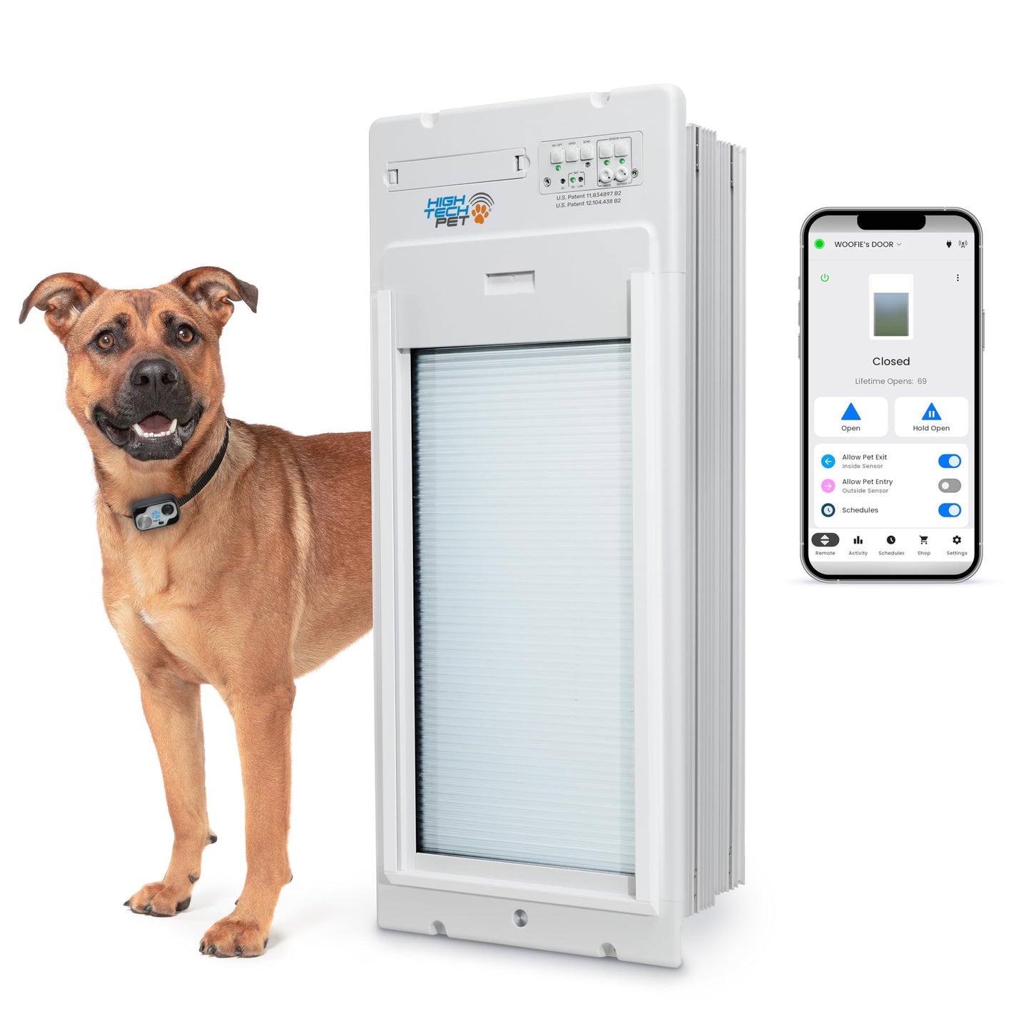 Power Pet Roll Up Smart Automatic Pet Door by High Tech Pet - Pet Operated for Dogs and Cats, WiFi App Control, Secure, Weatherproof, Airtight, Space Saving