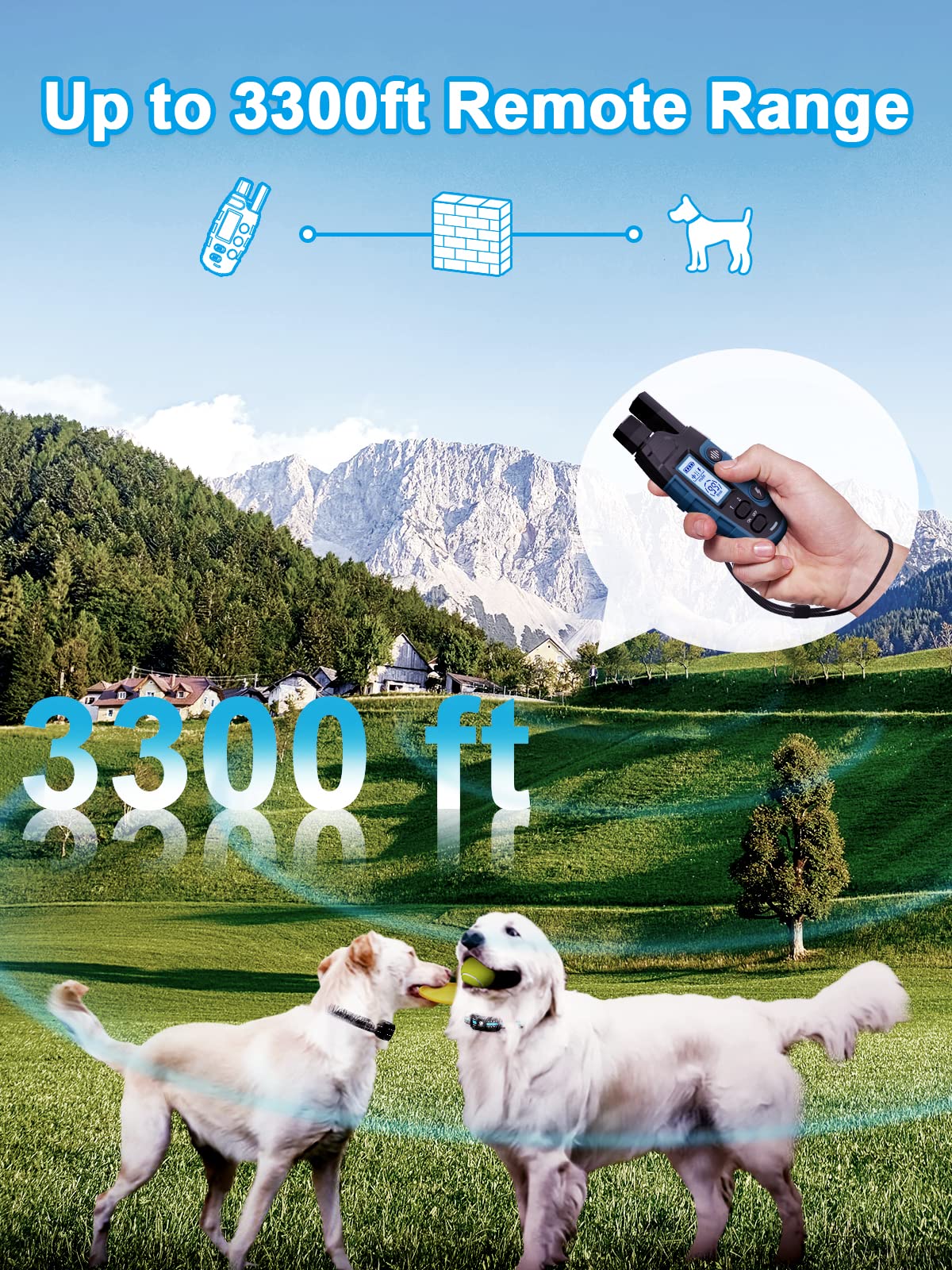 Waterproof Dual Dog Remote Training Collar 3300FT Range