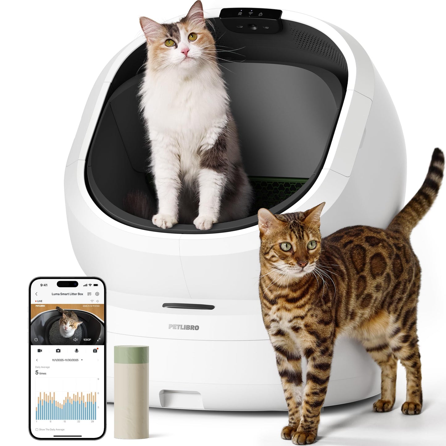 AI Smart Self-Cleaning Cat Litter Box with Odor Control
