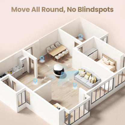 Indoor Security Camera Robot EBO Air 2: 2K Pet Camera, Movable Home Robot, Custom Facial Expression, Auto-Recharge, Battery-Operated, 2-Way Talk, Night Vision, 32GB Memory Card
