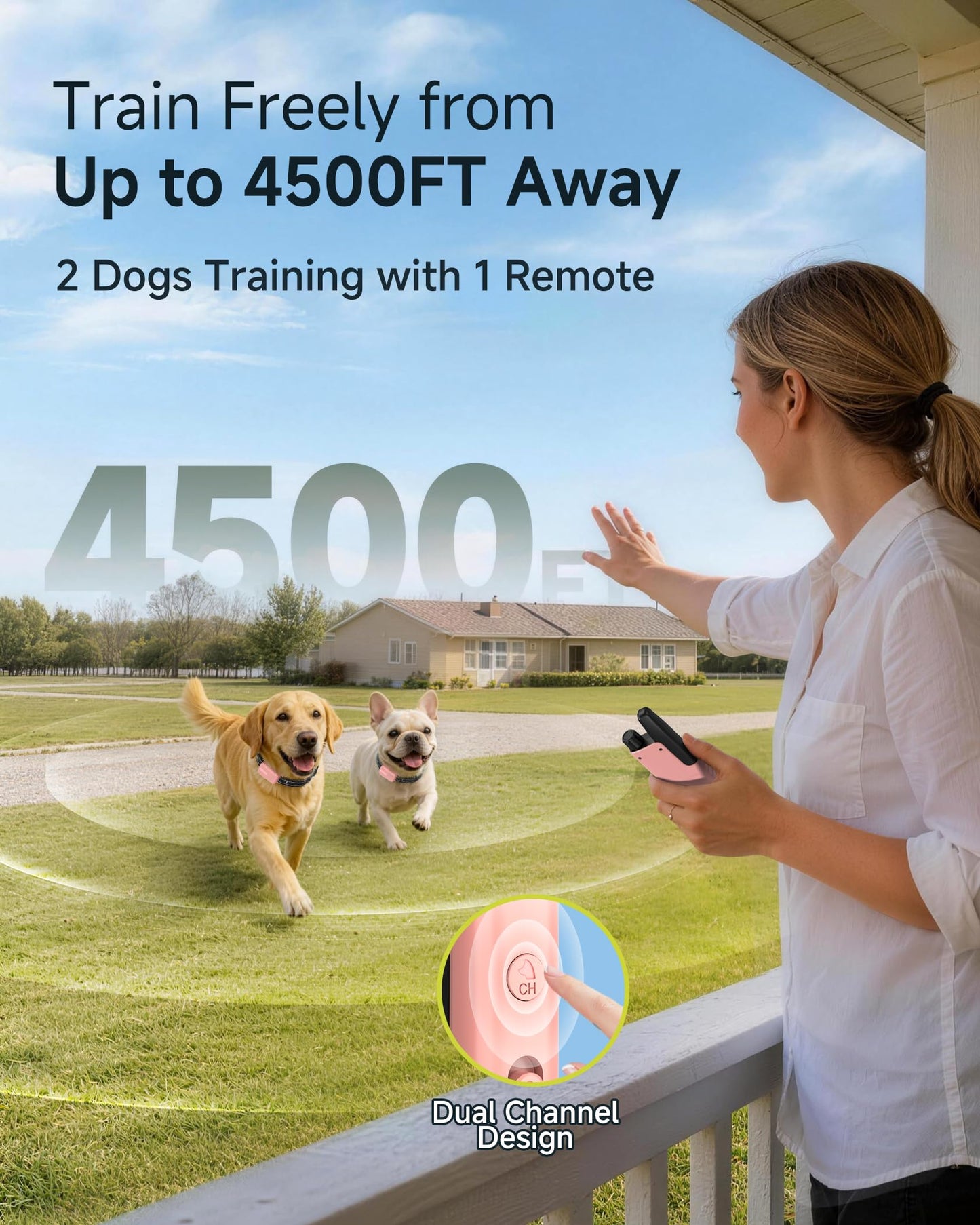 Dog Shock Collar - 4500FT Dog Training Collar with Remote