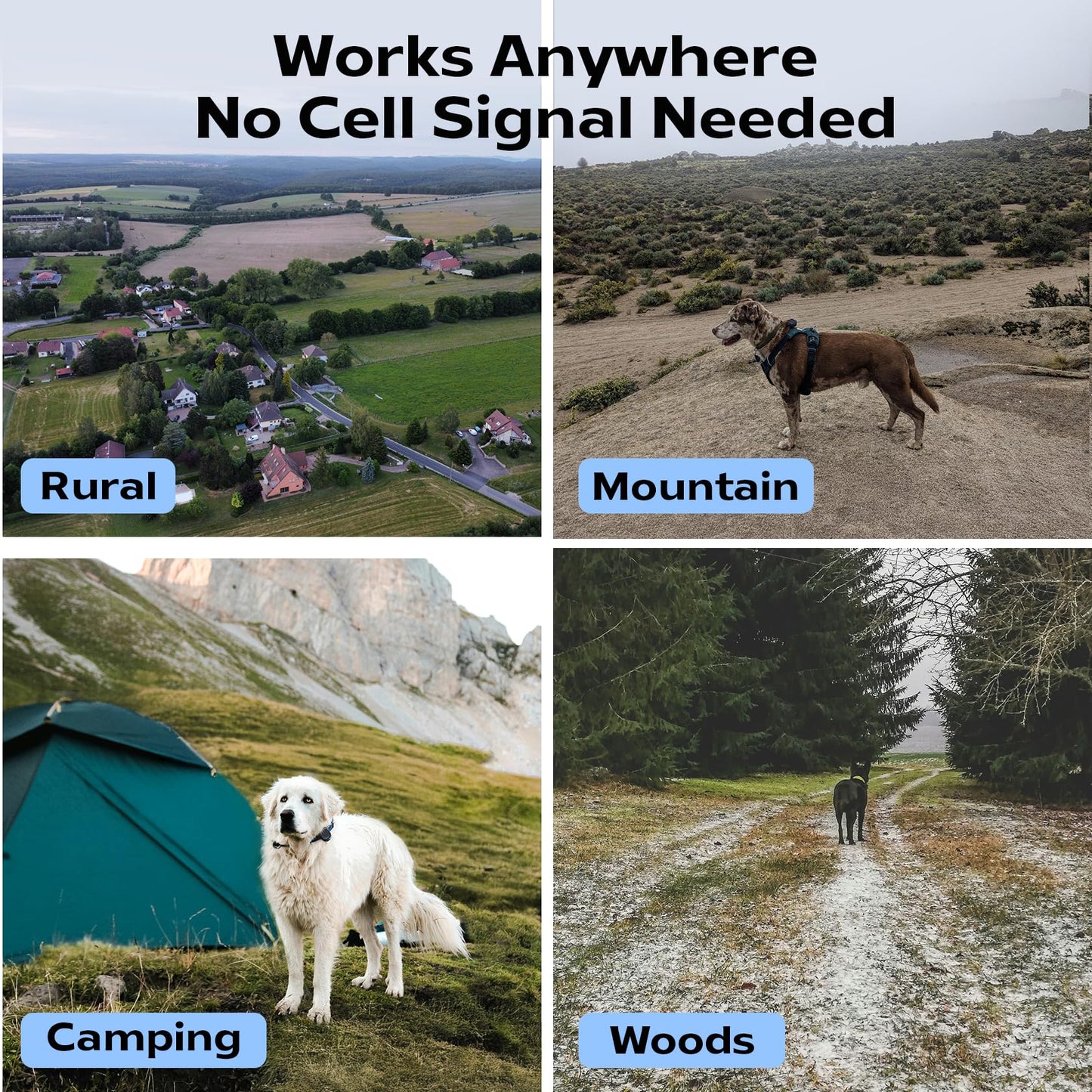 GPS Tracker for Dogs No Subscription, GPS Location Without Cell Network, Suitable for Open Areas with Poor Network Signals No Monthly Fee IP67 Waterproof (Tracker 2)